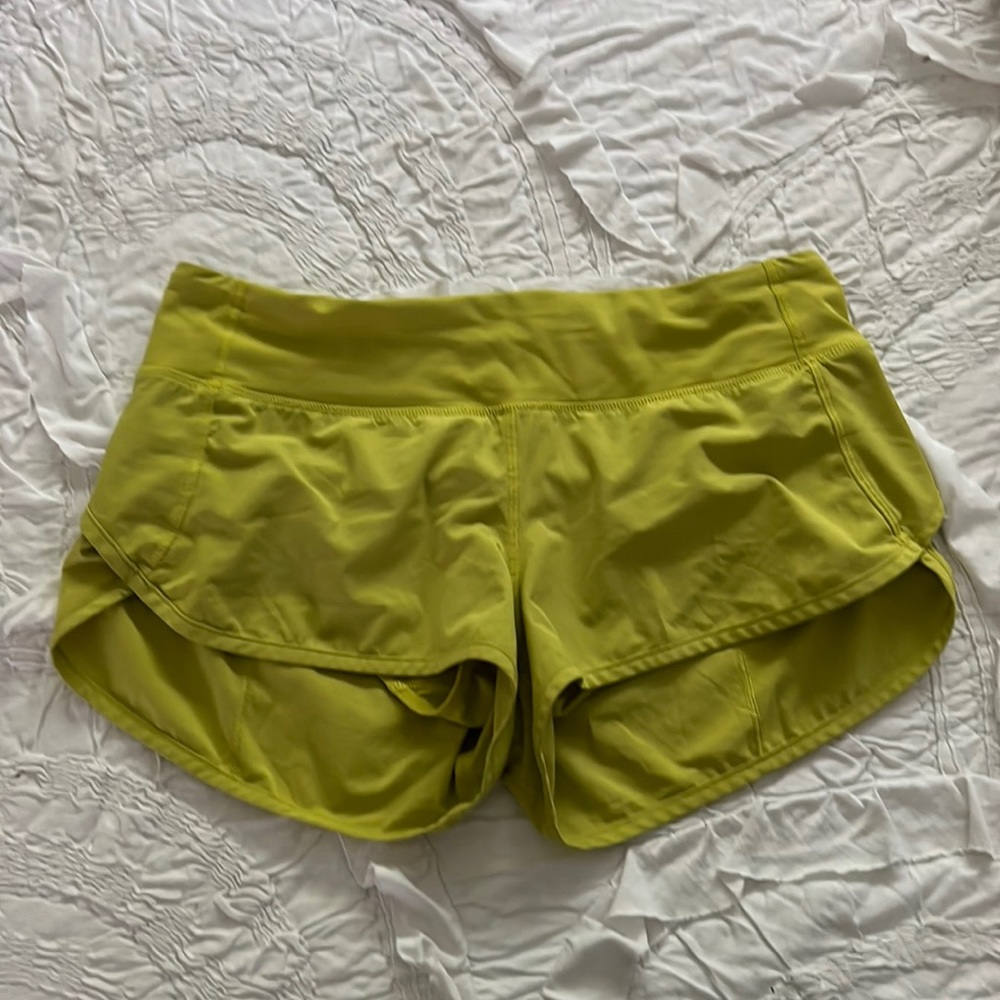 Lululemon speed up shorts, like green, size 6